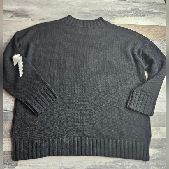 Cable Stitch Black Sweater Lightning Bolts Medium "David Rose" style - Picture 7 of 12
